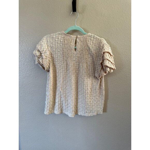 DR2 Womens Off White Blouse Small short sleeve textured‎ polyester round neck - Picture 7 of 8